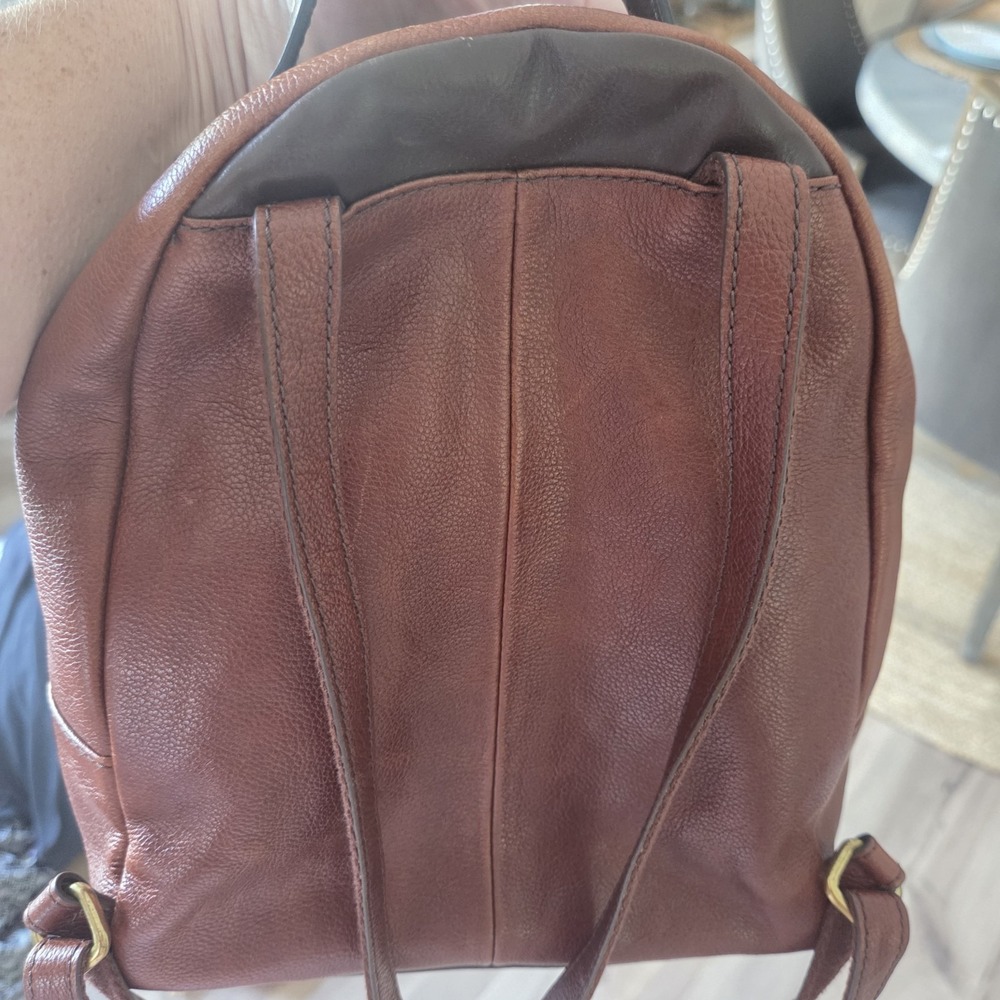 Fossil Genuine Leather Mini Backpack Brown Pebbled Leather Zip Closure... - Picture 8 of 12